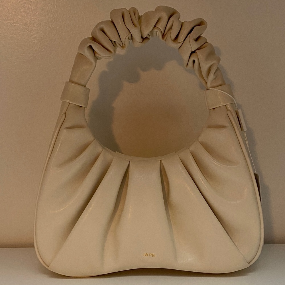 JW PEI Elegant Cream Ruched Bag
